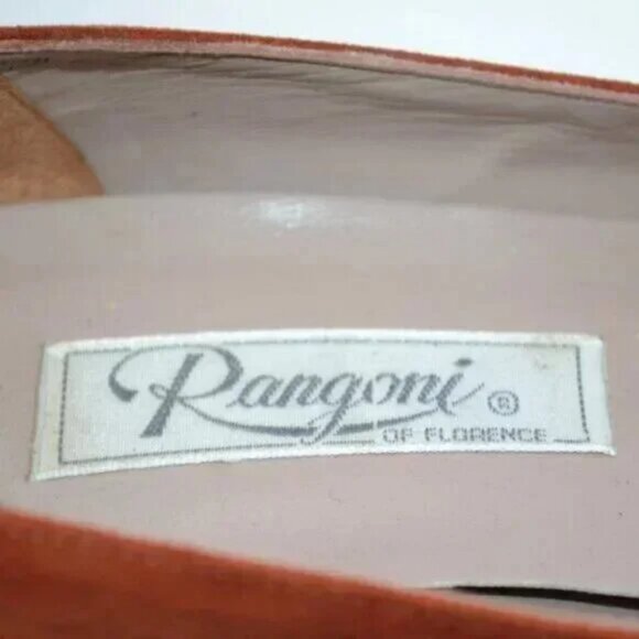 Vintage Italian Suede Leather Copper Rust Burnt Orange Pumps Cone Heels Pumps 7 - Picture 9 of 9